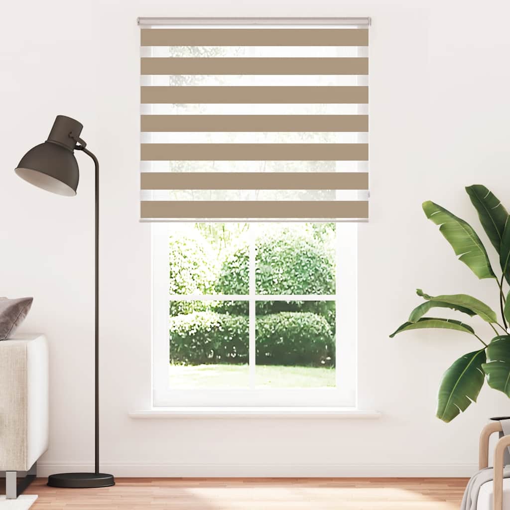 vidaXL Doppelrollo Sandbraun 120x230 cm Stoffbreite 115,9 cm Polyester