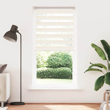 vidaXL Doppelrollo Marmorbeige 95x200 cm Stoffbreite 90,9 cm Polyester