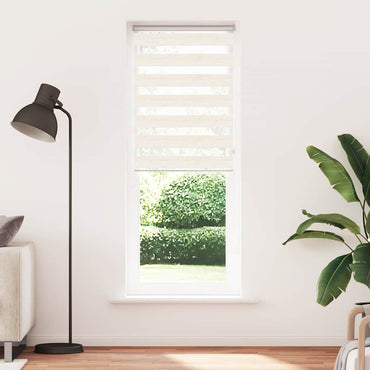 vidaXL Doppelrollo Marmorbeige 75x230 cm Stoffbreite 70,9 cm Polyester