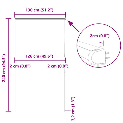 vidaXL Duschrollo mit Kassette 130x240 cm Stoffbreite 126 cm