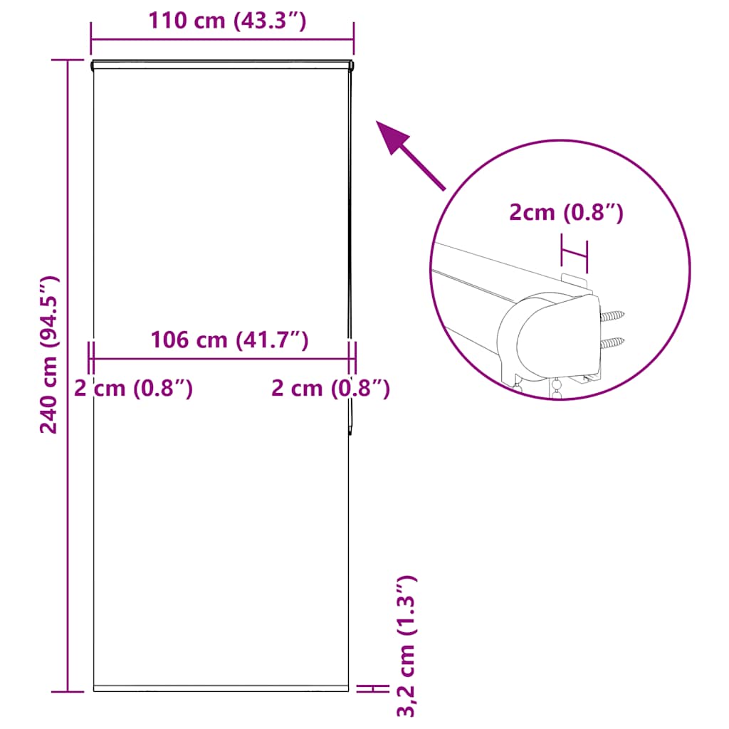 vidaXL Duschrollo mit Kassette 110x240 cm Stoffbreite 106 cm
