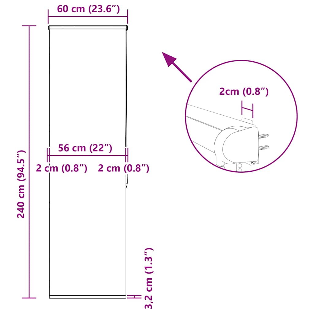 vidaXL Duschrollo mit Kassette 60x240 cm Stoffbreite 56 cm