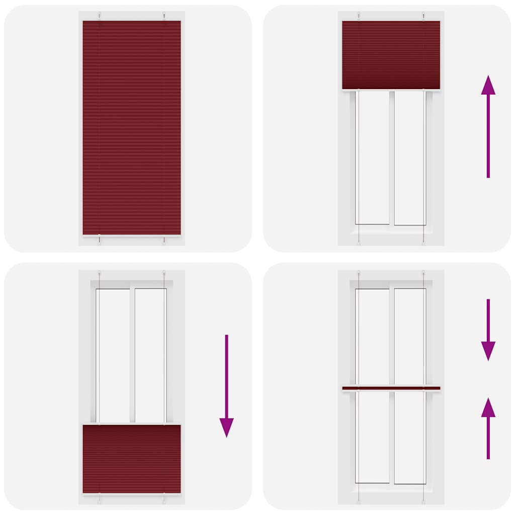 vidaXL Plissee Bordeauxrot 90x200 cm Stoffbreite 89,4 cm Polyester