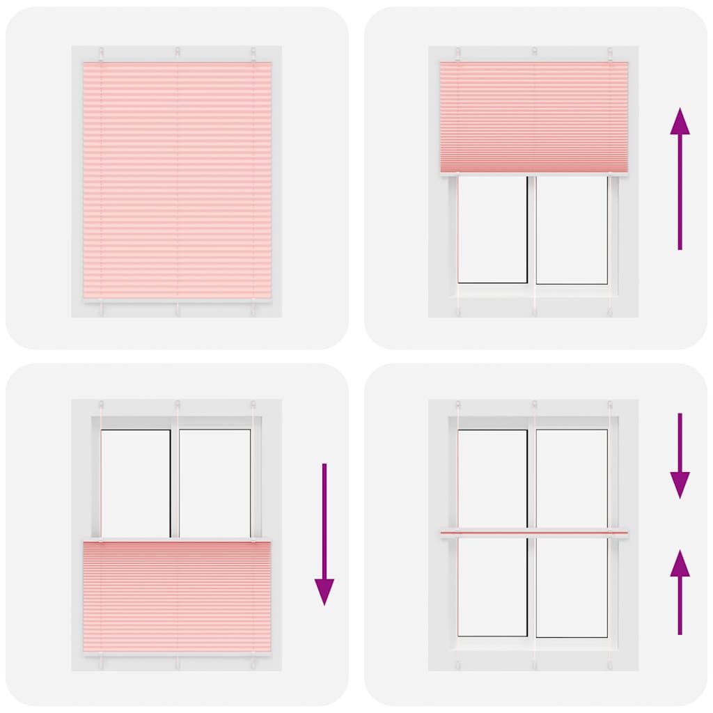 vidaXL Plissee Rosa 105x100 cm Stoffbreite 104,4 cm Polyester