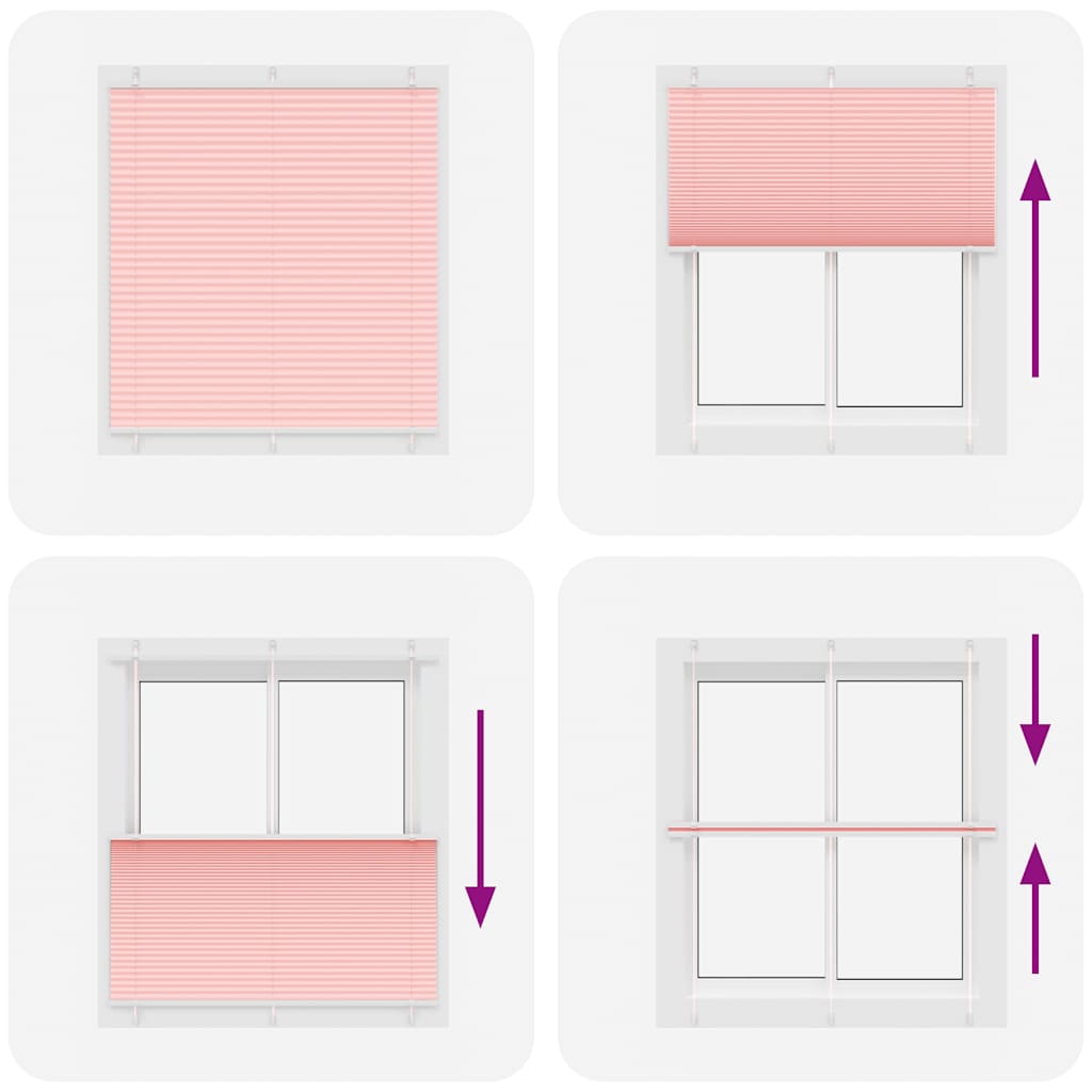 vidaXL Plissee Rosa 120x100 cm Stoffbreite 119,4 cm Polyester