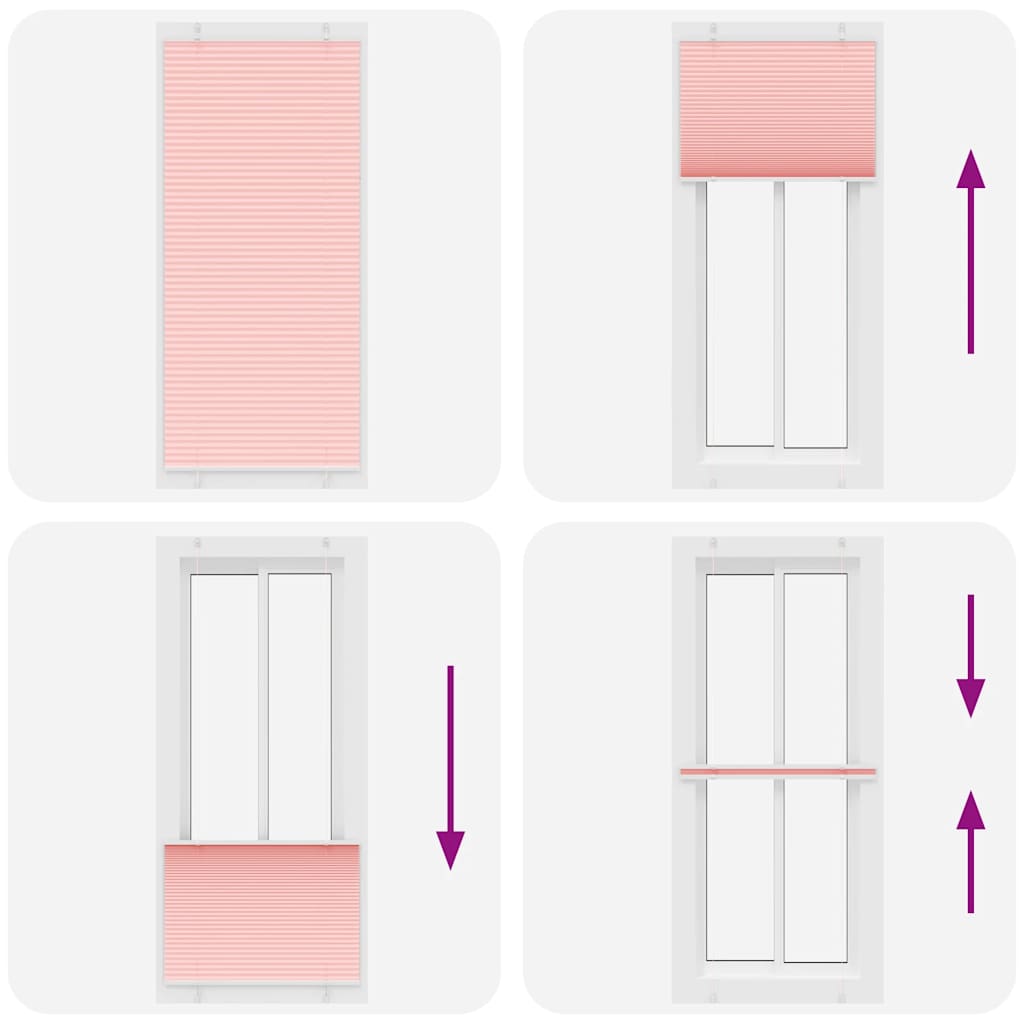 vidaXL Plissee Rosa 85x200 cm Stoffbreite 84,4 cm Polyester