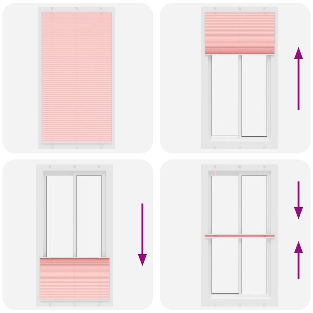 vidaXL Plissee Rosa 110x200 cm Stoffbreite 109,4 cm Polyester