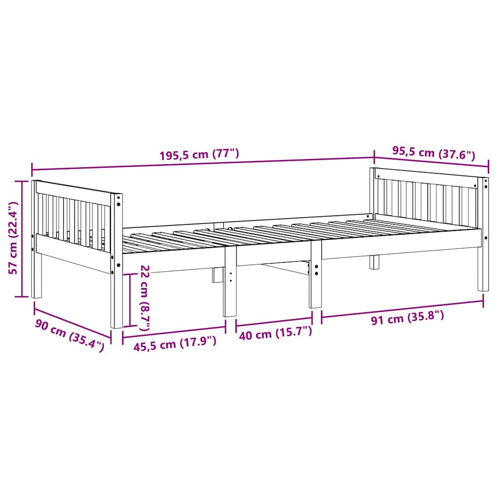 Kinderbett ohne Matratze 90x190 cm Massivholz Kiefer