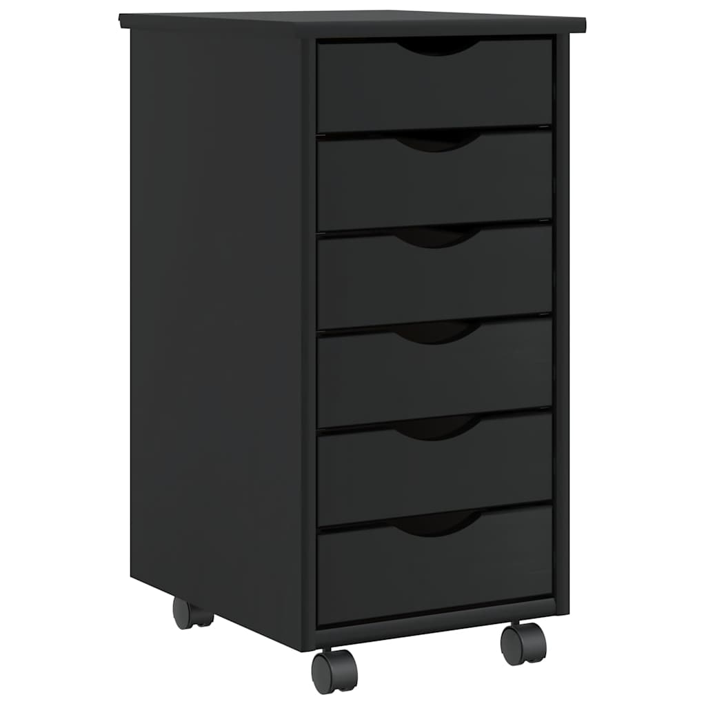 vidaXL Rollschrank mit Schubladen MOSS Schwarz Massivholz Kiefer