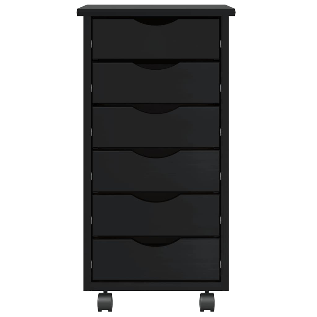 vidaXL Rollschrank mit Schubladen MOSS Schwarz Massivholz Kiefer
