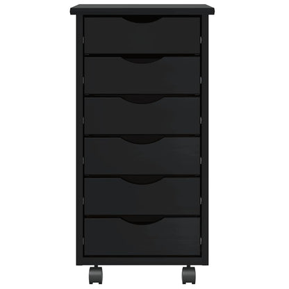 vidaXL Rollschrank mit Schubladen MOSS Schwarz Massivholz Kiefer