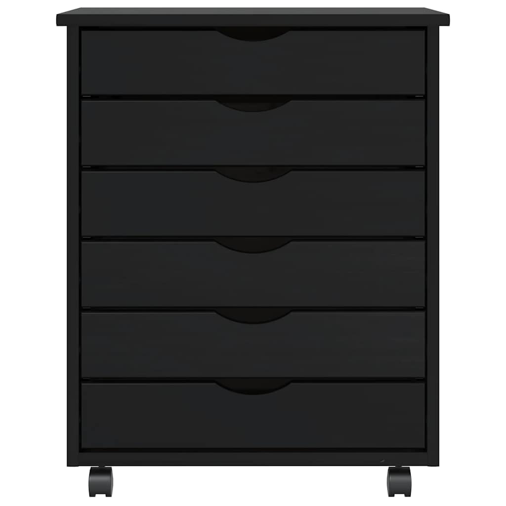 vidaXL Rollschrank mit Schubladen MOSS Schwarz Massivholz Kiefer