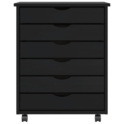 vidaXL Rollschrank mit Schubladen MOSS Schwarz Massivholz Kiefer