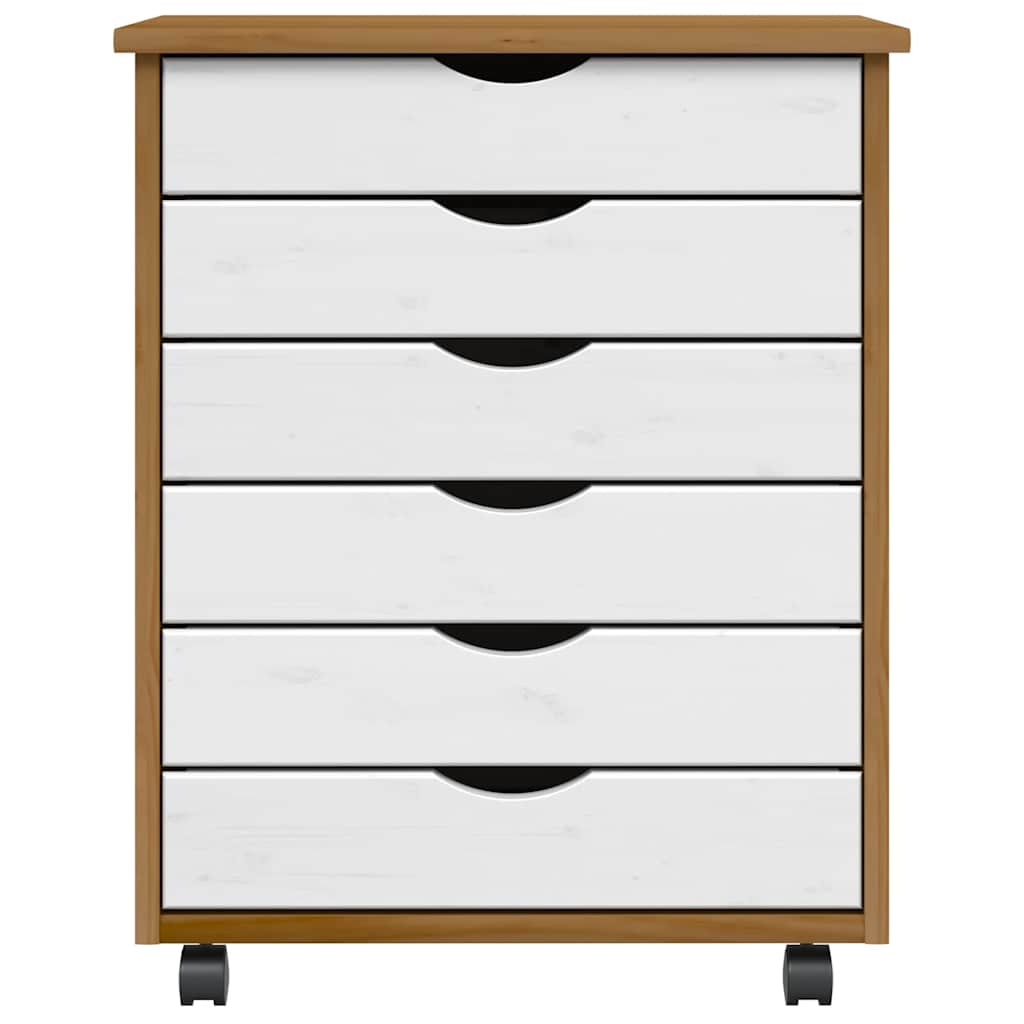 vidaXL Rollschrank mit Schubladen MOSS Honigbraun Massivholz Kiefer