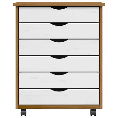 vidaXL Rollschrank mit Schubladen MOSS Honigbraun Massivholz Kiefer
