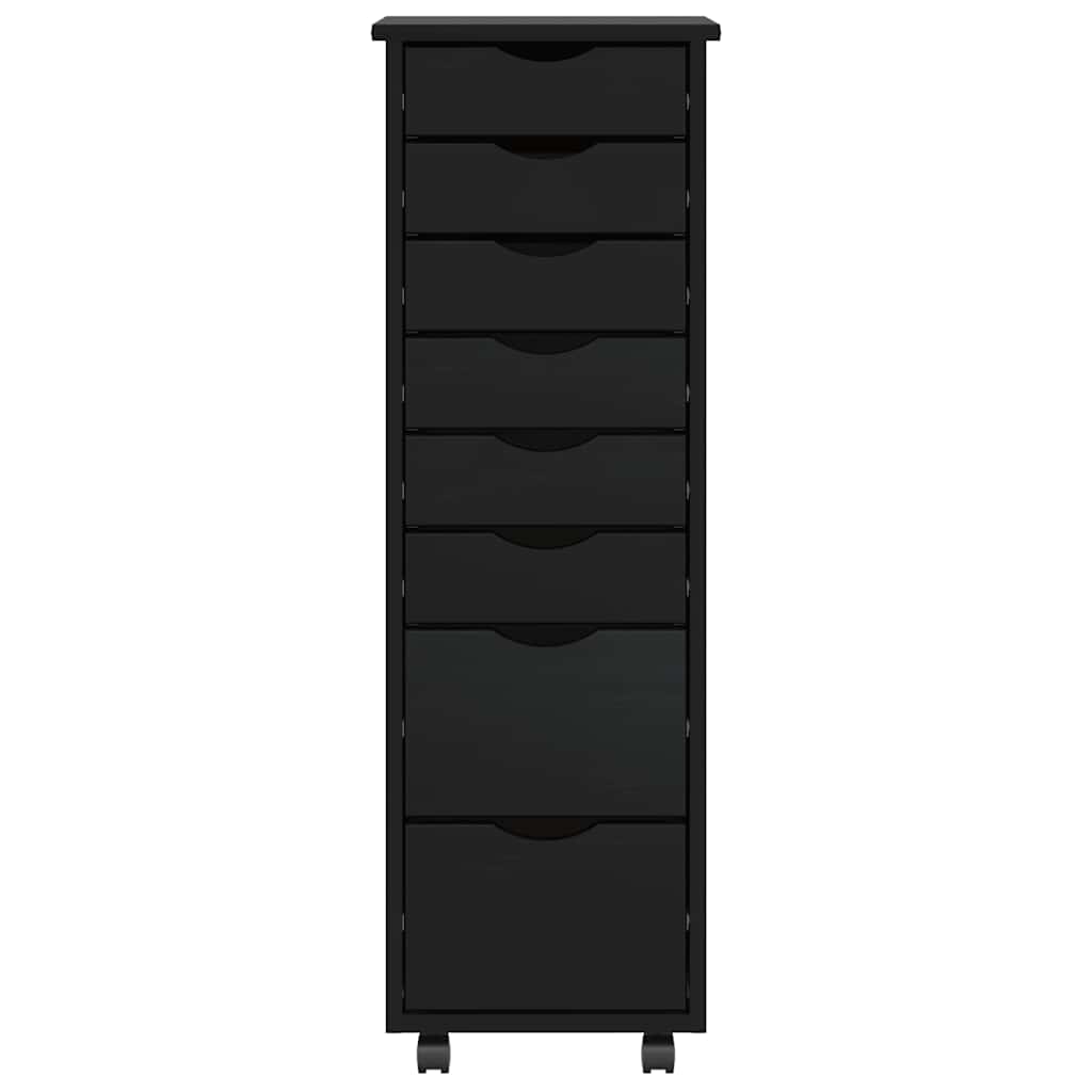 vidaXL Rollschrank mit Schubladen MOSS Schwarz Massivholz Kiefer