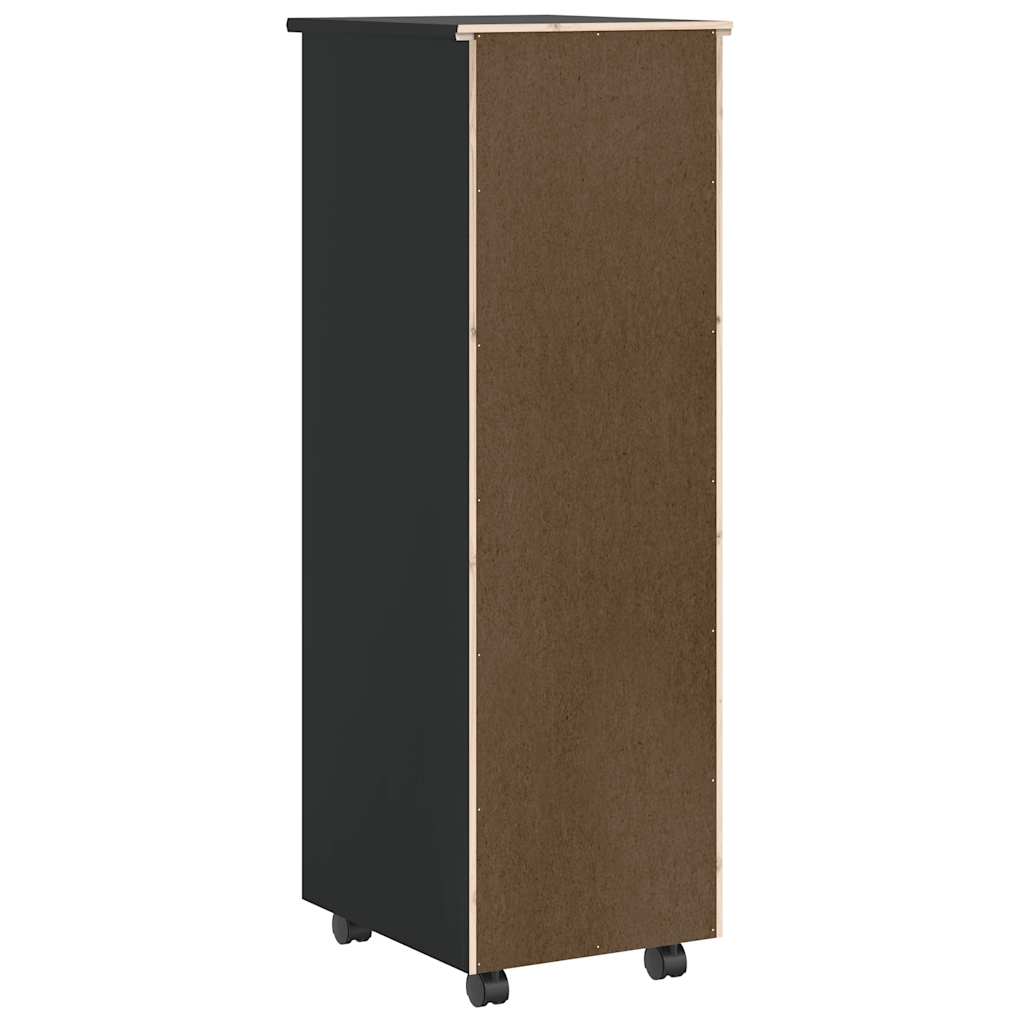 vidaXL Rollschrank mit Schubladen MOSS Schwarz Massivholz Kiefer