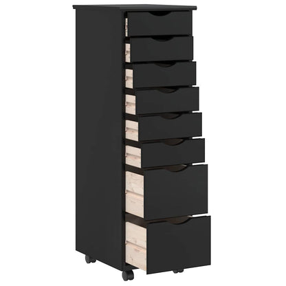 vidaXL Rollschrank mit Schubladen MOSS Schwarz Massivholz Kiefer