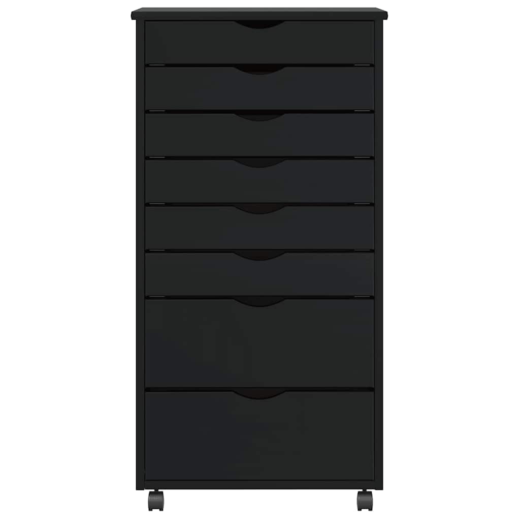 vidaXL Rollschrank mit Schubladen MOSS Schwarz Massivholz Kiefer