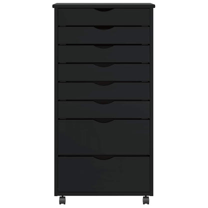 vidaXL Rollschrank mit Schubladen MOSS Schwarz Massivholz Kiefer