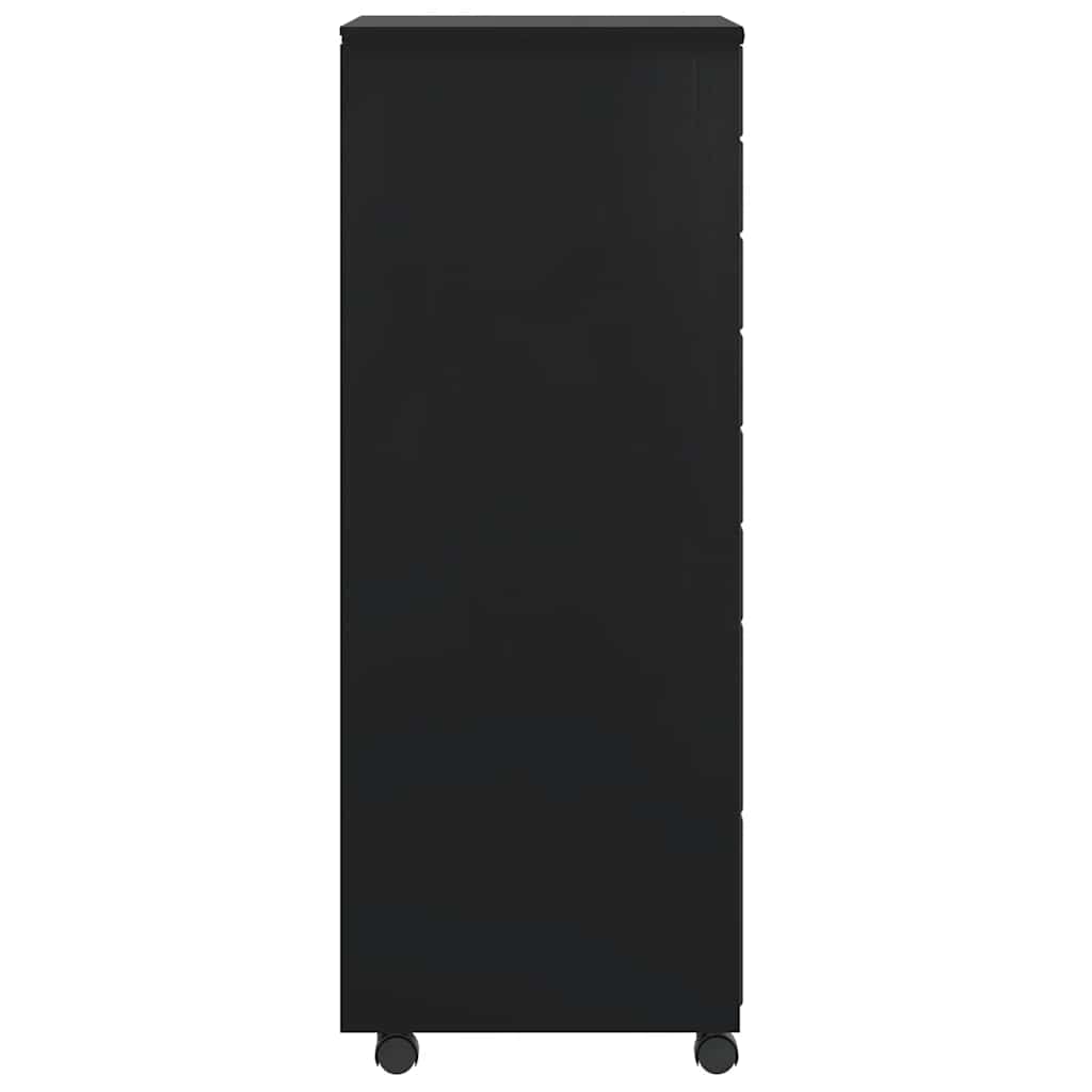 vidaXL Rollschrank mit Schubladen MOSS Schwarz Massivholz Kiefer