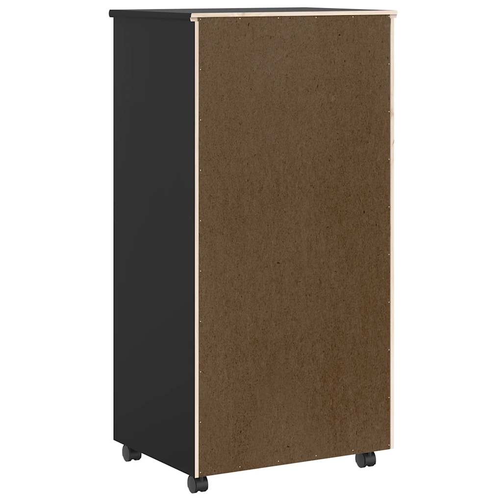 vidaXL Rollschrank mit Schubladen MOSS Schwarz Massivholz Kiefer