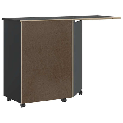 Rollschrank mit Schreibtisch MOSS Schwarz Massivholz Kiefer