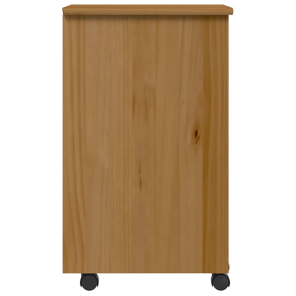 vidaXL Caisson à roulettes avec tiroirs MOSS Marron miel Pin massif