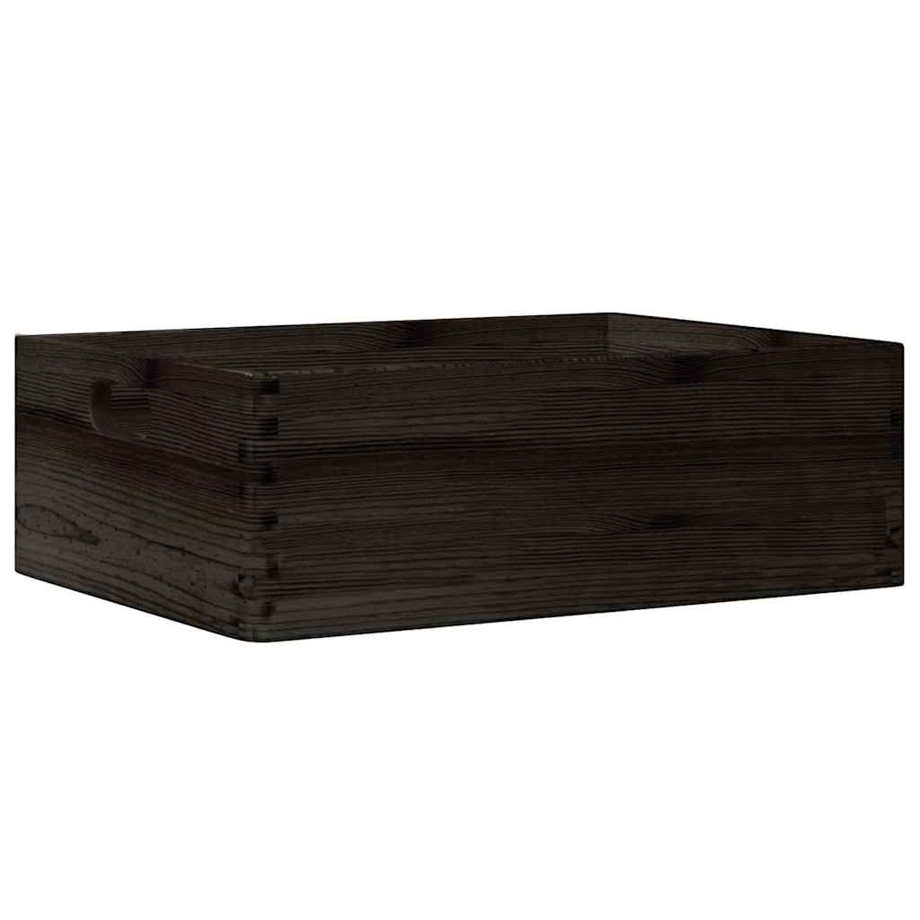 vidaXL Holzkiste mit Griffen Schwarz 40x30x13 cm Massivholz Kiefer