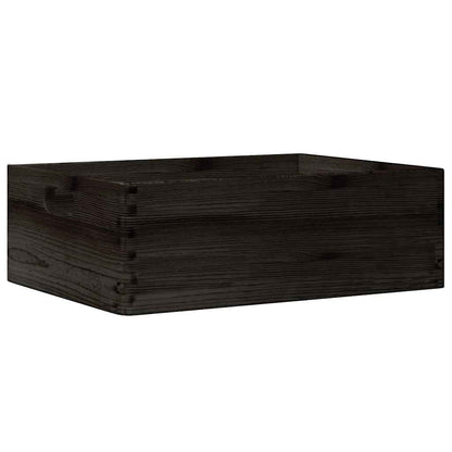 vidaXL Holzkiste mit Griffen Schwarz 40x30x13 cm Massivholz Kiefer