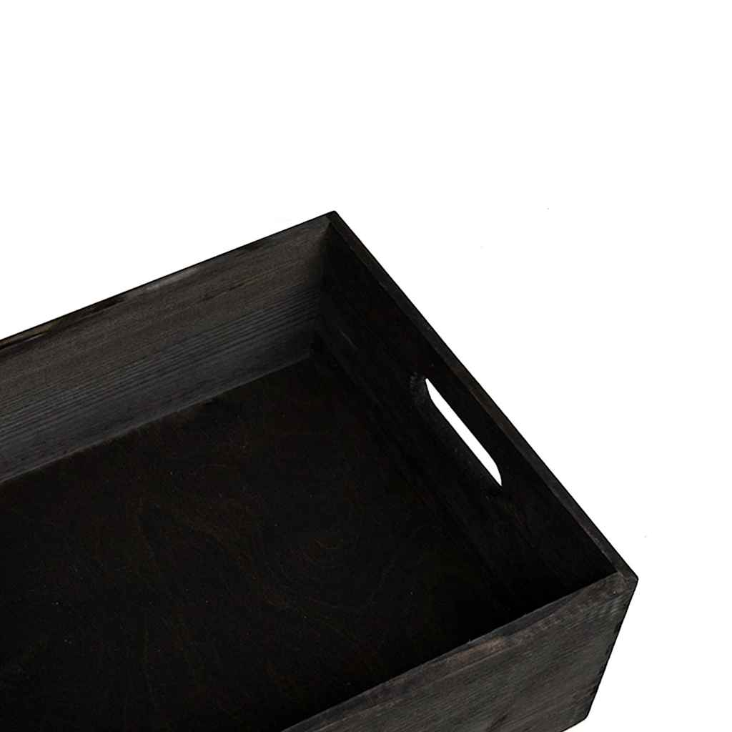 vidaXL Holzkiste mit Griffen Schwarz 40x30x13 cm Massivholz Kiefer