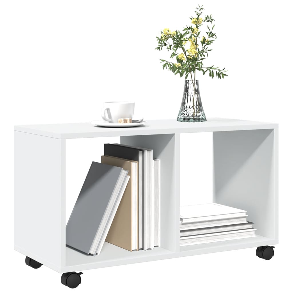 vidaXL Meuble à roulettes blanc 72x33x42,5 cm en bois d'ingénierie