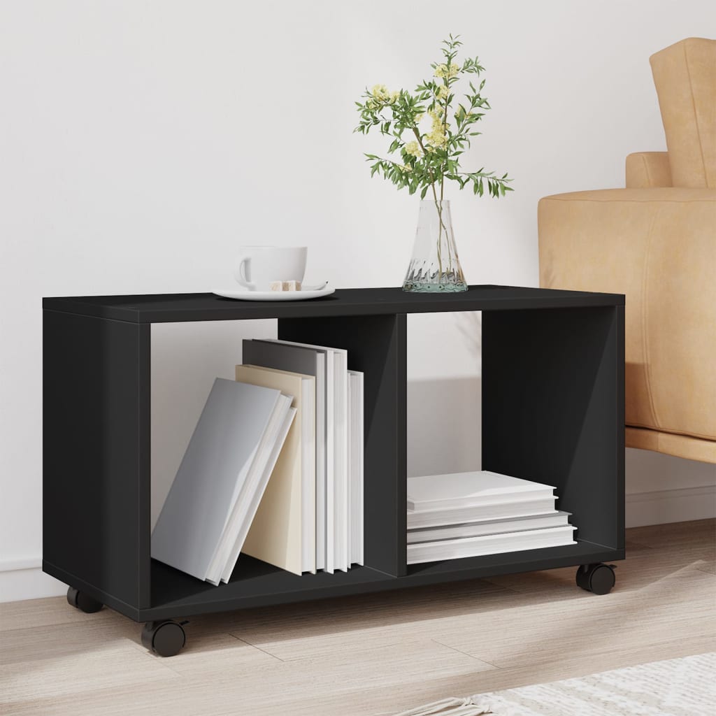 vidaXL Meuble roulant Noir 72x33x42,5 cm Bois d'ingénierie