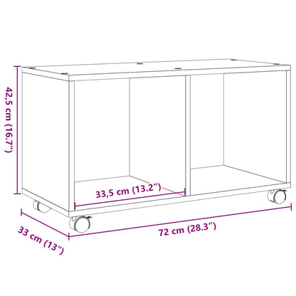 vidaXL Meuble à roulettes Chêne Sonoma 72x33x42,5 cm Bois d'ingénierie