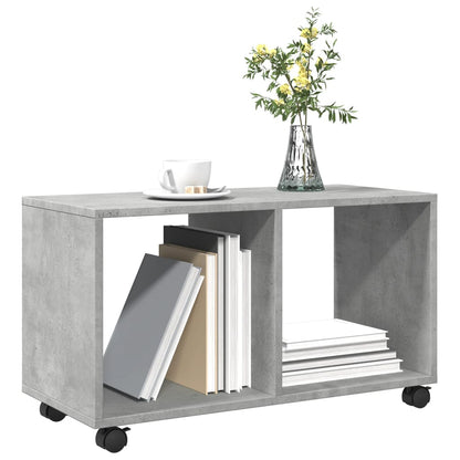 vidaXL Meuble bas à roulettes gris béton 72x33x42,5 cm, bois d'ingénierie