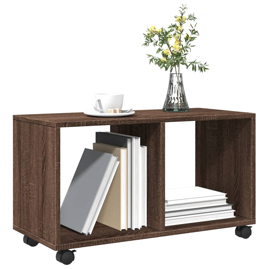 vidaXL Meuble à roulettes marron aspect chêne 72x33x42,5 cm bois d'ingénierie
