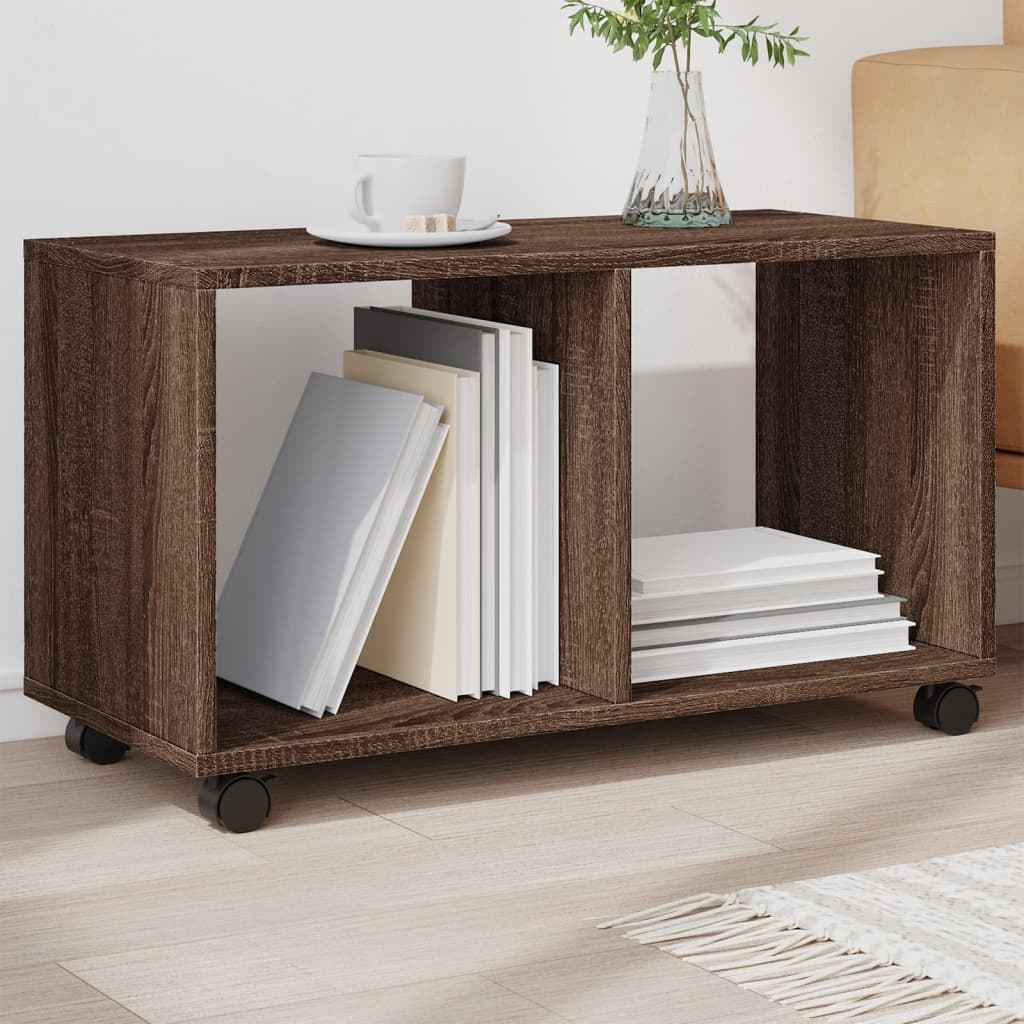 vidaXL Meuble à roulettes marron aspect chêne 72x33x42,5 cm bois d'ingénierie