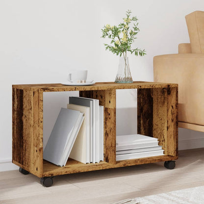 vidaXL Meuble de rangement à roulettes aspect bois de récupération 72x33x42,5 cm en bois d'ingénierie