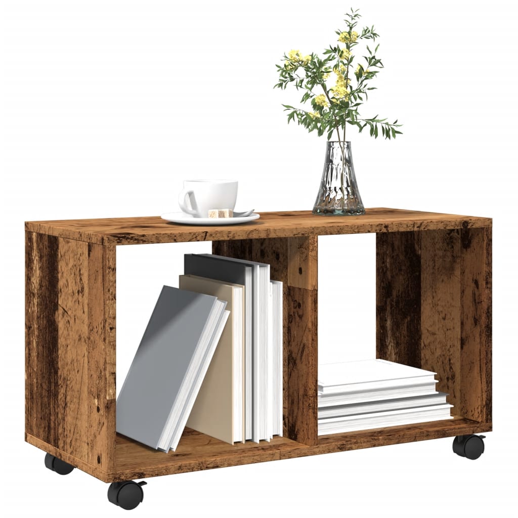 vidaXL Meuble de rangement à roulettes aspect bois de récupération 72x33x42,5 cm en bois d'ingénierie