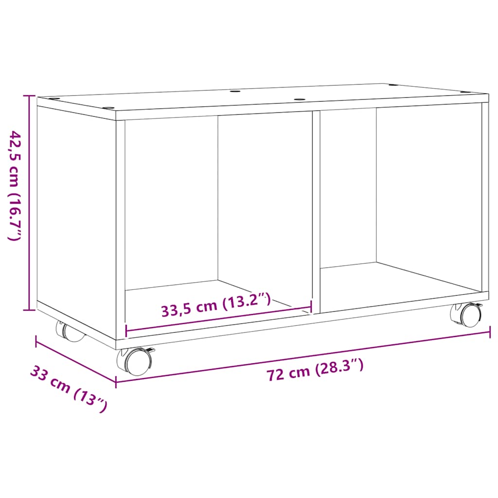 vidaXL Meuble à roulettes Chêne Artisanal 72x33x42,5 cm Bois d'ingénierie