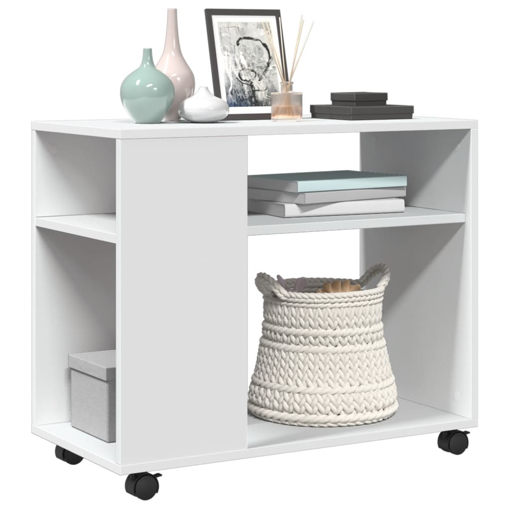 vidaXL Beistelltisch mit Rollen Weiß 70x35x60 cm Holzwerkstoff