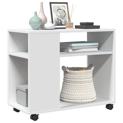 vidaXL Beistelltisch mit Rollen Weiß 70x35x60 cm Holzwerkstoff