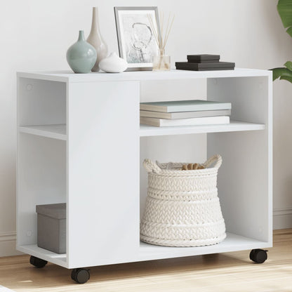 vidaXL Beistelltisch mit Rollen Weiß 70x35x60 cm Holzwerkstoff