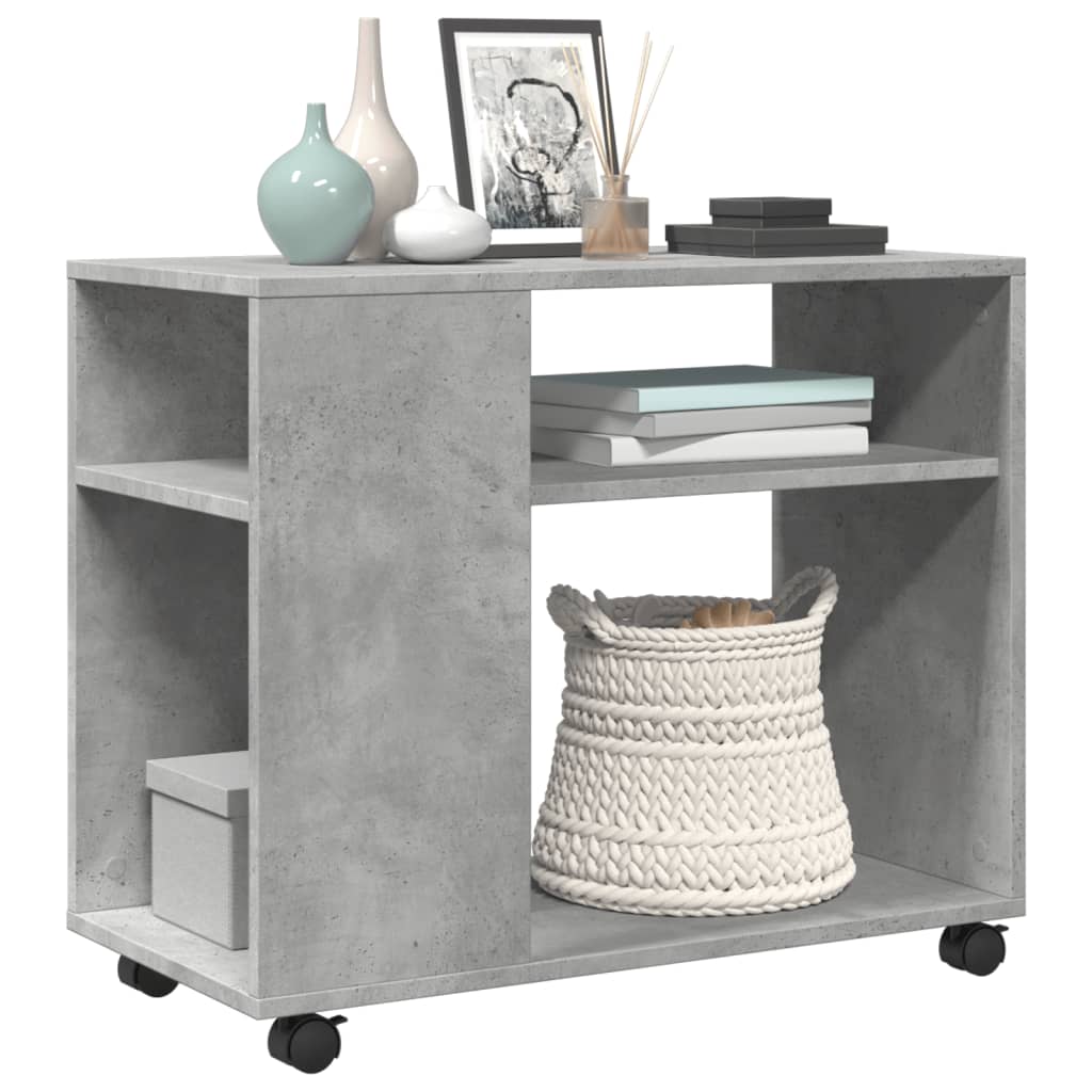 vidaXL Beistelltisch mit Rollen Betongrau 70x35x60 cm Holzwerkstoff