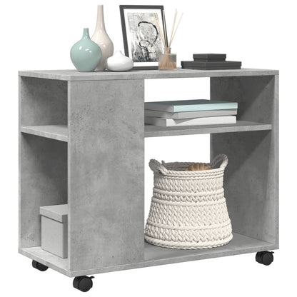 vidaXL Beistelltisch mit Rollen Betongrau 70x35x60 cm Holzwerkstoff