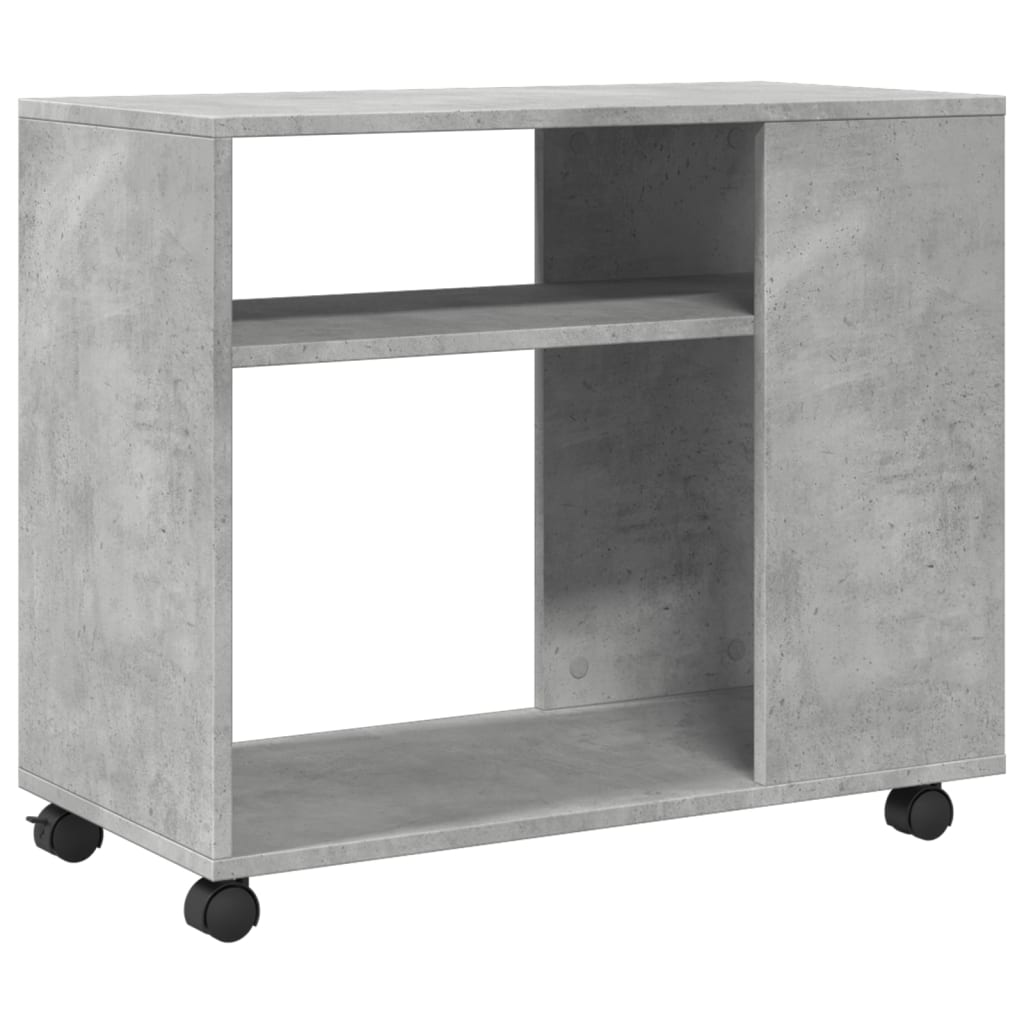 vidaXL Beistelltisch mit Rollen Betongrau 70x35x60 cm Holzwerkstoff