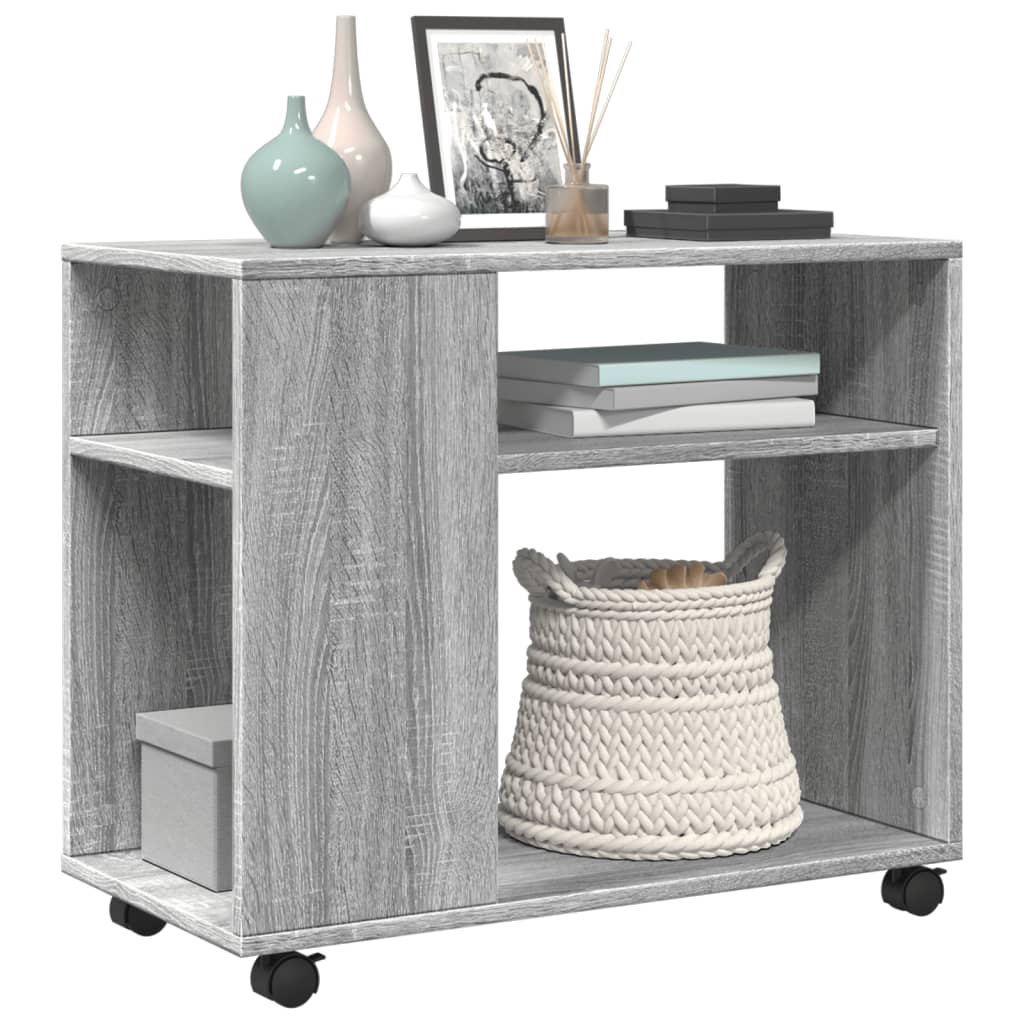vidaXL Table d'appoint à roulettes Gris Sonoma 70x35x60 Bois d'ingénierie