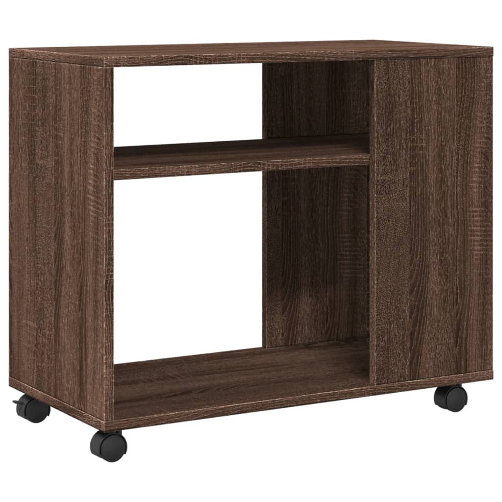 vidaXL Beistelltisch mit Rollen Braun Eiche 70x35x60 cm Holzwerkstoff
