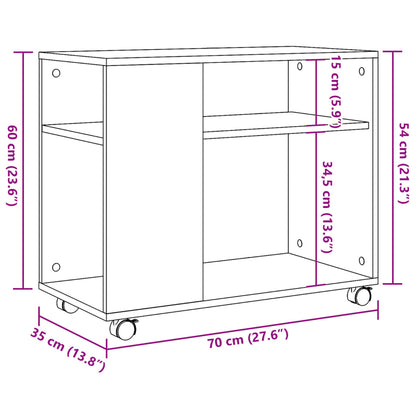 vidaXL Beistelltisch mit Rollen Altholz-Optik 70x35x60cm Holzwerkstoff