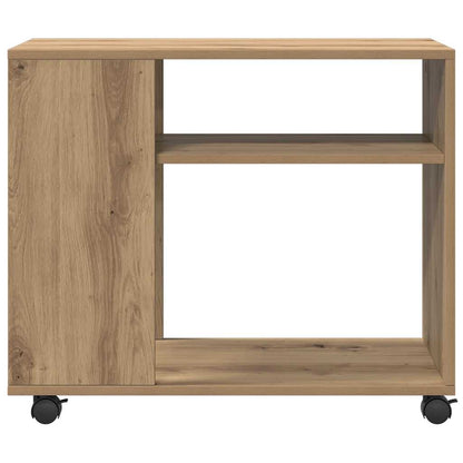 vidaXL Beistelltisch mit Rollen Artisan-Eiche 70x35x60cm Holzwerkstoff